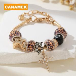 【CANAMEK】 Leopard Print Starry Night Luxury Bracelet For Women Trendy Beaded Jewelry High-End Fashion Accessories