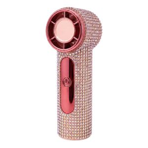 KECTTIO Long-Lasting Rhinestone Handheld Fan Digital Display Sparkling Portable Hand Fan Stylish 100 Gears Personal Electric Fan Travel Use