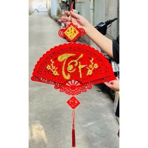Khánh Quạt Nhung PHÚC LỘC THỌ Đẹp Lung Linh TẾT Treo Trang Trí Ngày Tết Thiết kế Đơn Giản Tiện Dụng