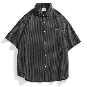 HELLO JIM Korean Shirt Men Striped shirt Short sleeve shirt mens spring summer 2022 new loose fashion brand INS shirt JA1636