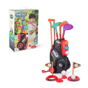 Kids Golf Play Set Mainan Golf Cart With Wheels 3 Golf Sticks 6 Balls Role-Play Sports Gift for Kids