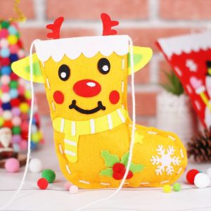 FOUNDTWO Trang trí nhà Vớ giáng sinh tự làm Vải không dệt Người tuyết Vớ giáng sinh có thể treo Đồ thủ công mỹ nghệ Thủ công Túi giáng sinh hình nai sừng tấm di động Giáng sinh