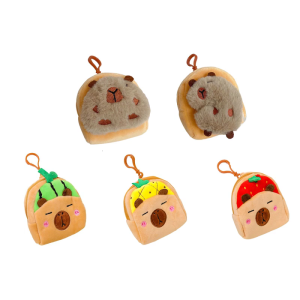 Cartoon Capybara Pouch Change Purse Earbuds Storage Bag Plush Purse Data Cable Storage Box for Woman Girls