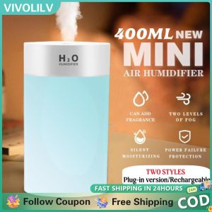 VIVOLILV 【2-3 Days Delivery】400ml Ultrasonic Humidifier Air Purifier Diffuser Humidifier For Aroma In Home Office Car LED Light Aromatherapy Essential Oil Diffuser