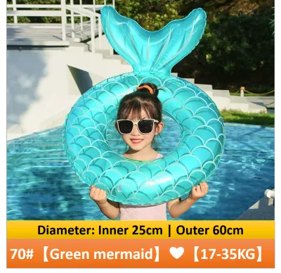 Mermaid Swimming Ring Inflatable Pool Float Shining Swim Tube For Adults & Kids