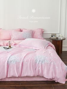 Bộ chăn ga gối cao cấp 100%Tencel 60s Họa tiết hoa cẩm tú cầu mẫu 2022 siêu mềm mát mịn