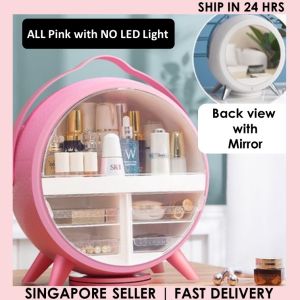 Makeup Organiser Make Up Organizer Cosmetic Brush Skincare Storage Display Box LED Light Mirror [Perfect gift for house warming for birthday for girlfriends /Spacious Makeup Storage/ innovative look