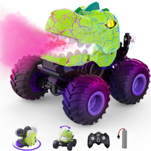 RC Mobil Dinosaurus 2.4GHZ Mobil Monster Stunt dengan Lampu Musik Bisa Berputar 360° Keluar Asap