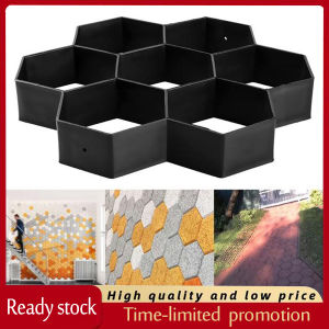 【Path Mold Maker】Hexagon Roma DIY Plastic Path Maker Mold Reusable Concrete Cement Stone Design Paver Walk Mould DIY Reusable Concrete Brick Mold Plastic Garden Path Maker Mold Path Floor Molding Pattern Pathway Mold Mould Paver Paving Path