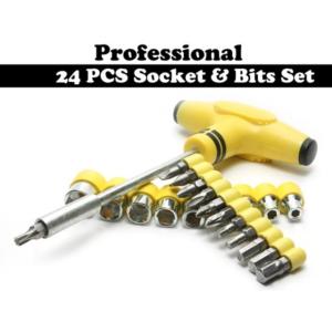 OBENG T FIVE STAR 24PCS SOCKET BIT SET KUNCI SOK 24 in 1 Screw Driver Ring Pas ALat Pertukangan Palu