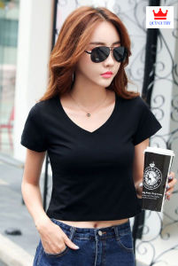 [ Siêu Sale ] Áo thun Nữ croptop cổ tim tay ngắn cotton lạnh chất đẹp siêu co giãn chống bai xù