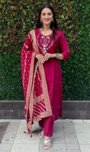 [PRE-ORDER] Size M to 2XL KURTI PANT OR DUPPAT FABRIC:- ROMAN SILK  WITH Hand Work  sets_360