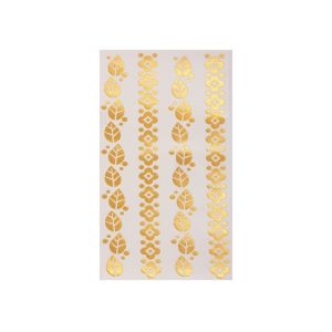 GUAIP Disposable Water Transfer Printing Hair Stickers Golden Color Waterproof Metal Style Tattoo Stickers Bow Hair Art Hair Tattoo Sticker Neck Shoulder Arm