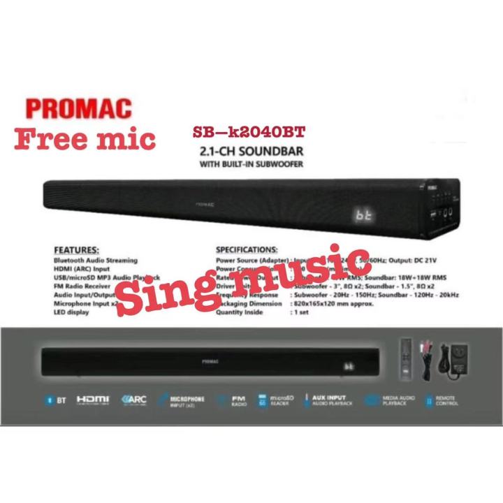 SB-K2040BT PROMAC SOUNDBAR FREE MIC Lazada PH