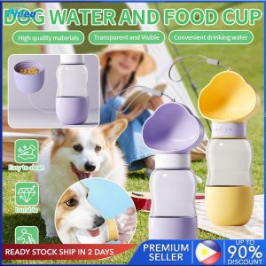 【Low Price】2 IN 1 Dog Drinking Bottle Food Container Pet Water Dispenser Outdoor Travel Water Bottle Drinking Food Bowl PhIeo