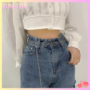 [KUNLIAN] 100Cm Dây Thắt Lưng Quần Cổ Điển Eo Chuỗi Tình Yêu Trái Tim Rỗng Tráng Cho Phụ Nữ Hip Hop Phong Cách Thời Trang Eo Tốt Thắt Lưng Hợp Thời Trang