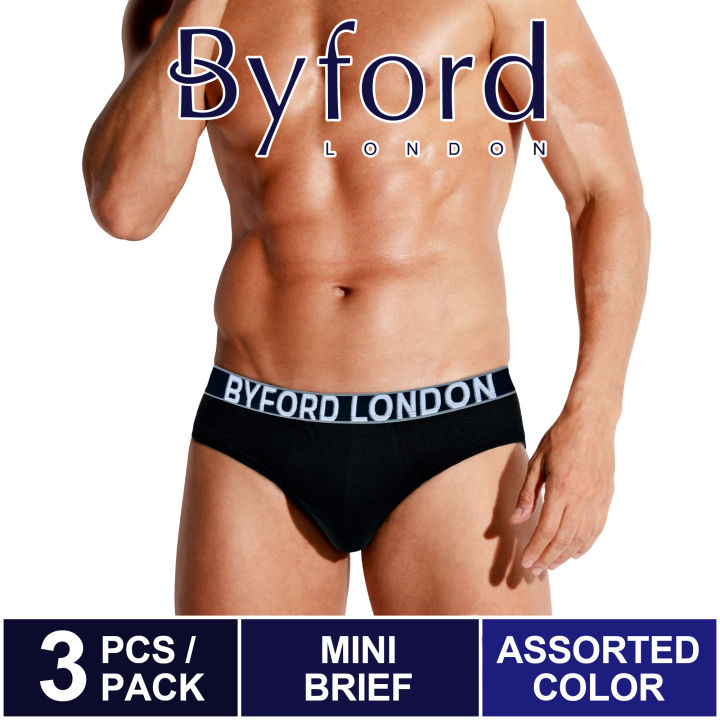 5 Pcs) Byford Men Brief 100% Cotton Men Underwear Assorted Colours