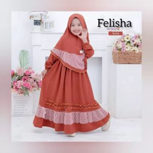 Baju Muslim Modern FELISHA KIDS + JILBAB SHAKILA MIX TILE DOT LD L 72 PB 97 LD XL 86 PB 110 WARNA GREY/MAUVE/MOCCA/PLUM/WARDAH Dress Muslim Anak Perempuan Model Terbaru Gamis Anak Bahan Shakila Mix Tile Dot Sudah Dapat Gamis Dan Hijab Anak Dress Kekinian
