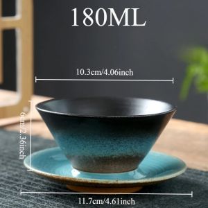 xpkQ Japanese-style Rough Pottery Coffee Cup and Saucer Set Creative Conical Handmade Retro Coffee Cup Artistic Nordic Waffle Cup 9R3H1