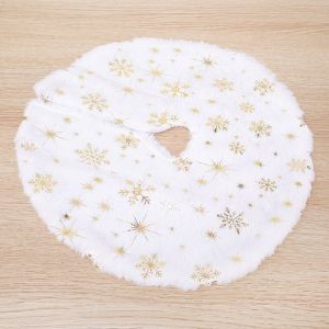 15 Inch 38 Cm Plush Christmas Tree Skirt White Snowflake Cushion Christmas Tree Base Cover Home New Year Decorative Rug