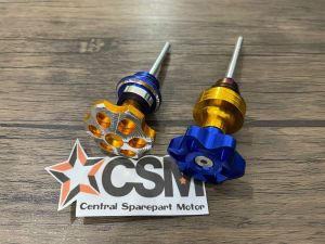Tutup Oli Mesin Twotone Blue Gold Model Jarum Beat Vario Scoopy Mio Universal