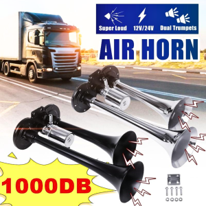 COD HEYVO Klakson corong 12 volt 24 volt truk Trompet Mobil Dual Air Horn 300dB 12V/24V - LD-201