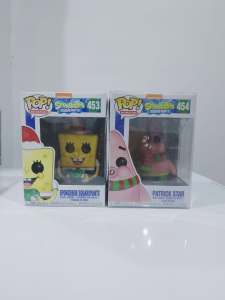 SpongeBob SquarePants Pop! Set of 2 Vinyl Figures 453 and 454 Christmas Holiday Edition