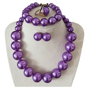 NOBLE YOU Vintage Style Imitation Pearl Jewelry Set Retro Elegant Light Luxury Necklace Bracelet Earring Ring Sets Classic High-end Feel French Pearl Necklace Women