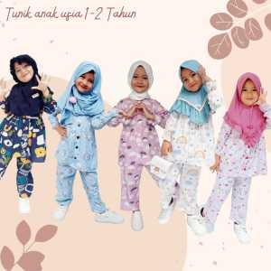 Promo diskon one set setelan tunik anak usia 1-2 tahun katun rayon premium
