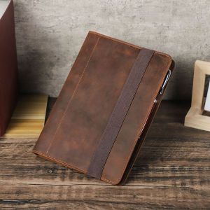 CONTACTS FAMILY Genuine Leather A4/A5 Notebook Cover Retro Business Portfolio with 6 Ring Binder Paper Travel Case