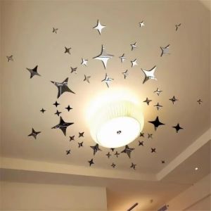 RJQFNG 5/10/50Pcs Có thể tháo rời Decal dán tường trang trí 3D Tự dính Miếng dán trang trí nhà cửa Tự làm Hiệu ứng gương Miếng dán tường Đồ trang trí nhà phổ biến