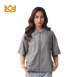 Crown Mens Full Zipped Boxy Polo with Collar Plain Korean Style Tops Polos for Mens and Women polo shirts men formal casual