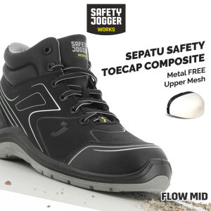 Sepatu Safety Jogger Flow S3 Mid Sepatu Proyek Sepatu Pekerja Composite Toecap Sepatu Safety Water Resistant Antistatic ESD