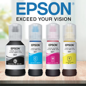 Epson 001 หมึกเติม หมึกสีย้อมสำหรับเครื่องพิมพ์ L4150/L4160/L5190/L6160/L6170 Epson T03Y (001) Ink Bottle Set 4 สี
