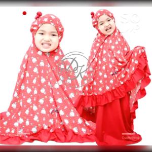 Mukena Anak Karakter Kittypolos Renda Tiletwo Tone untuk Usia 3-5th