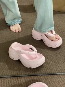2026 New EVA Thick-Soled WomenS Summer Outdoor Flip-Flops High-End Height-Increasing Versatile Ins Slippers