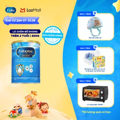 [CHỈ TỪ 20H 07/08-10/08 MUA LÀ CÓ QUÀ] Sữa bột Enfagrow Enspire 3 850g hỗ trợ đề kháng với Lactoferrin dành cho trẻ từ 2-6 tuổi