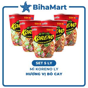 [SET 5 LY] - PALDO - Mì ly Koreno vị Bò cay Mì ly Bò cay Koreno Hàn Quốc Koreno mì ly bò cay (65g/ly)