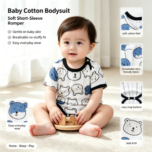 AILEBE Baby Bodysuits Soft Cotton Onesie Romper Jumpsuit Breathable Skin-Friendly Newborn Sleepwear Simple Stylish Design Easy To Match Unique Comfy Infant Clothes For Baby Boys Girls 0-12 Months