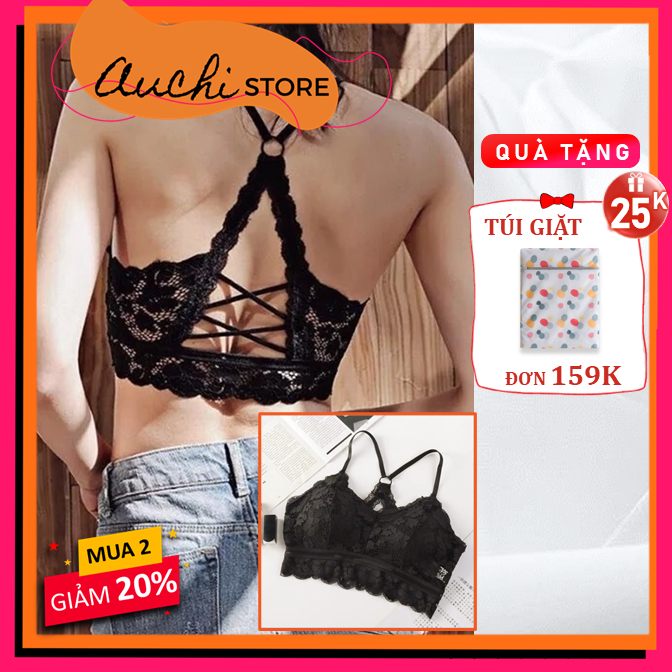 MUA GIẢM 20%] Áo Lót Bra Ren Ống Dây Lưng Đan Cách Điệu Sexy