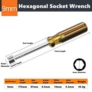 CHUN053634 5/5.5/6/7/8/9/10mm Dụng cụ vặn ốc Ổ cắm lục giác Thép Tua vít đầu khẩu Bền bỉ Cờ lê vặn ốc Sửa chữa thủ công