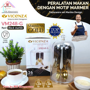 FIORENZA perlengkapan makan sendok garpu set stainless motif White Marble / tableware set cutlery fork spoon MP-925