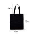 Cute Stitch Printed Canvas Tote Bag Casual Black Shoulder Shopping Handbag. 