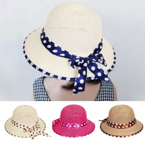 BESTOURO Sun Protection Fisherman Hat Breathable Foldable Buckets Hat Straw Hat Bowknot Panama Sun Hat Toddlder Children