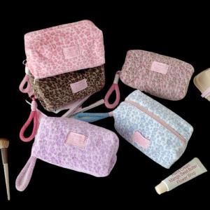 WP💓💛💖 Plush Makeup Bags With Handle Soft Travel Cosmetic Storage Bag Portable Love Print Organizer Pencil Case Cute Clutch Pouch