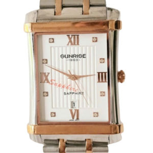 Đồng hồ SUNRISE Nam Chính hãng Side lớn .Vỏ chữ nhật Đờ mi vàng . Kính đá saphia . Hàng mới 100%