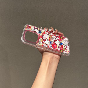 Christmas Gift Halloween Hot Miniso Flash Diamond Iphone 14/15Promax Bracket Protective Shell Kawaii Hello Kitty Anime Fall Prevention Mobile Phone Shell