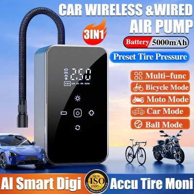 Car Air Pump Wireless Portable LED Air Pump Portable Air Compressor Tire Inflation Pump 4000mAh For Car Moto Bicycles