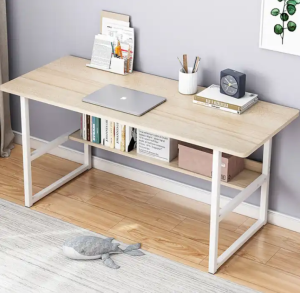 Japanese style 120cm Study Table With Rack Double Layer Computer Table Writing Desk Bedroom For Students