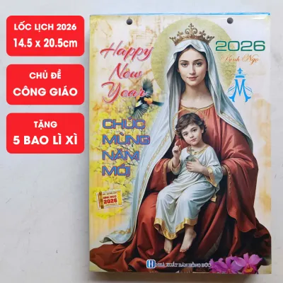 Bloc lịch Công Giáo 2026 kích thước 14.5 x 20.5cm chữ to số lớn giấy bóng dày đẹp